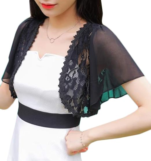Amazon Bscoolレディース カーディガン ボレロ 半袖 夏 チョッキ ショール レースボレロ フォーマル 結婚式デート 白 カーディガン ボレロ 通販
