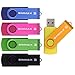 SIMMAX 5pcs 16GB USB Flash Drive U-Disk 16GB USB 2.0 Flash Memory Stick Swivel Design (Five Mixed Colors: Black Blue Green Gold Rose)(Mix Color2)