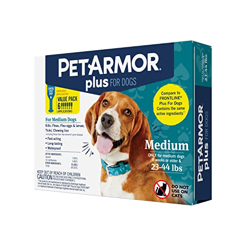 PetArmor Plus Flea and Tick Prevention for Dogs, Dog Flea and Tick Treatment, Waterproof Topical
