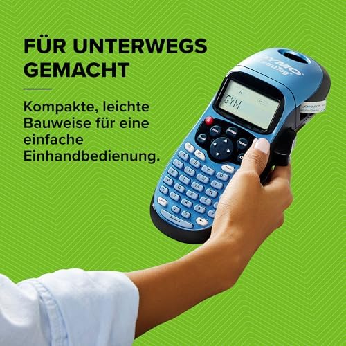 LetraTag LT-100H Beschriftungsgerät Handgerät | Tragbares Etikettiergerät mit ABC Tastatur | blau | Ideal fürs Büro oder zu Hause