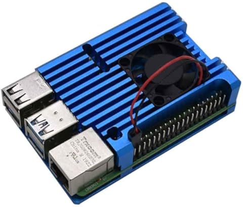 Protective Armor - Carcasa con ventilador para Raspberry Pi 4 (aleación de aluminio), Azul