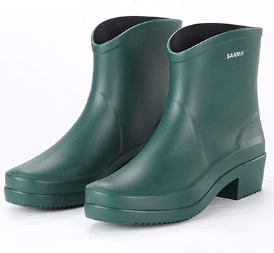 Amazon Mtkcntl ショートレインブーツ レディース ハイカット レインシューズ 防水 長靴 滑り止め 雨靴 女 シンプル 無地 梅雨対策 軽量 歩きやすい ファッション Mtkcntl レインシューズ