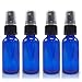 2 oz Empty Spray Bottle Cobalt Blue Boston Round Glass Bottle with White Atomizer - Perfect for Essential Oil Formulas,Aromatherapy and All Natural Cleaning Products (4 Pieces) (Black Atomizer)
