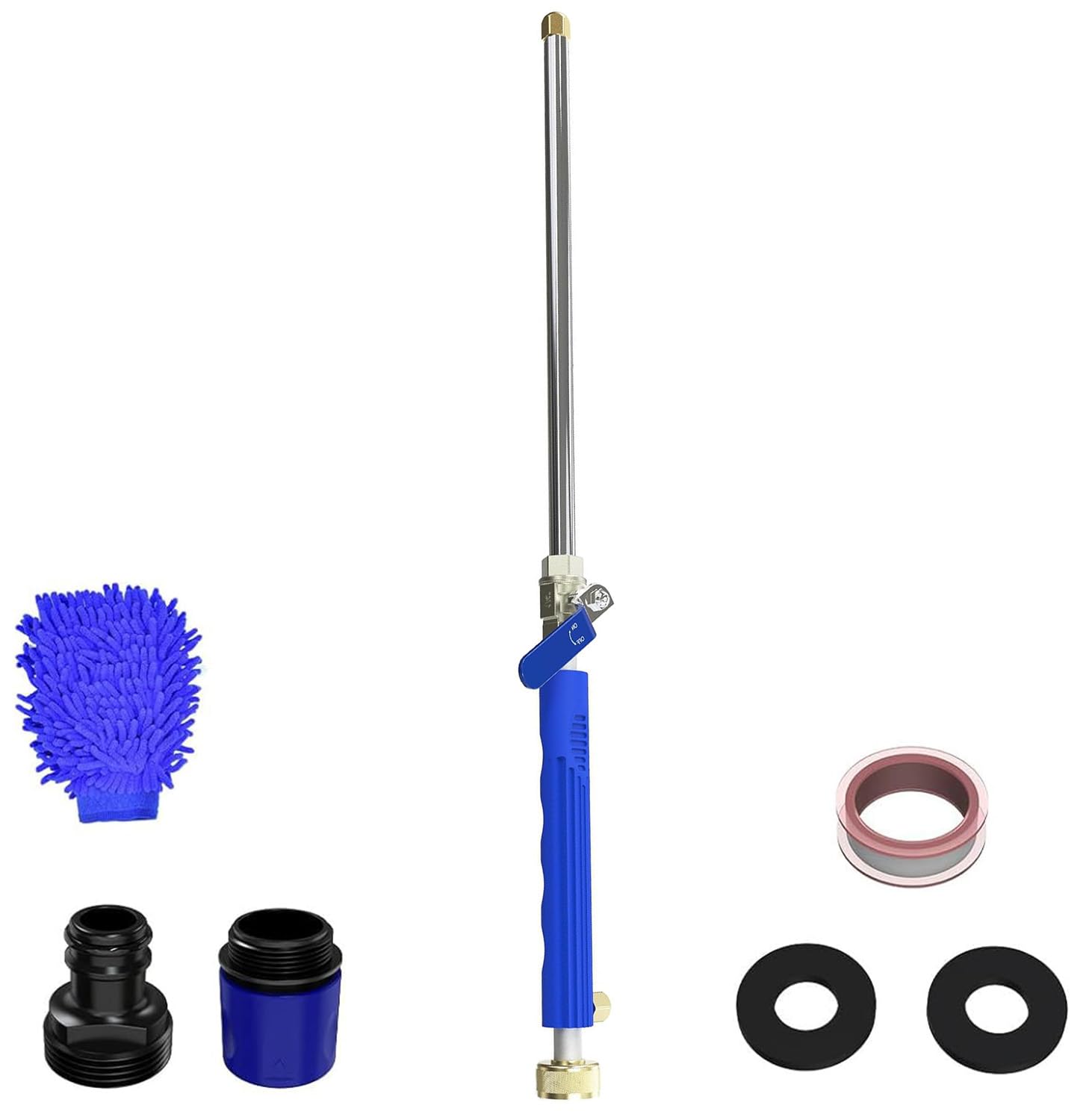 Photo 1 of Buyplus Jet Nozzle High Pressure Hose Nozzle, 2-in-1 High Pressure Power Washer for House, Jet Nozzle for Garden Hose Power Washer Wand with 2 Different Tips, Quick Connectors and Gloves, 18 Inch