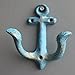 KiaoTime (Blue) Vintage Rustic Cast Iron Nautical Anchor Design Wall Hooks Coat Hooks Rack, Decorative Wall Mounted Antique Shabby Chic Metal Home Bathroom Towel Coat Hooks Hanger