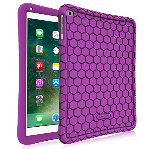 Fintie iPad 9.7 2018 2017 / iPad Air 2 / iPad Air Case - [Honey Comb Series] Light Weight Anti Slip Kids Friendly Shock Proof Silicone Protective Cover for iPad 6th / 5th Gen, iPad Air 1 2, Purple