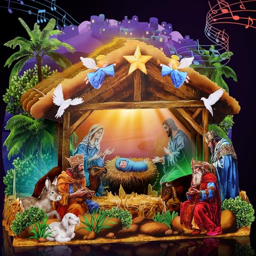 FaCraft Religious Nativity Musical Christmas Cards, 10
