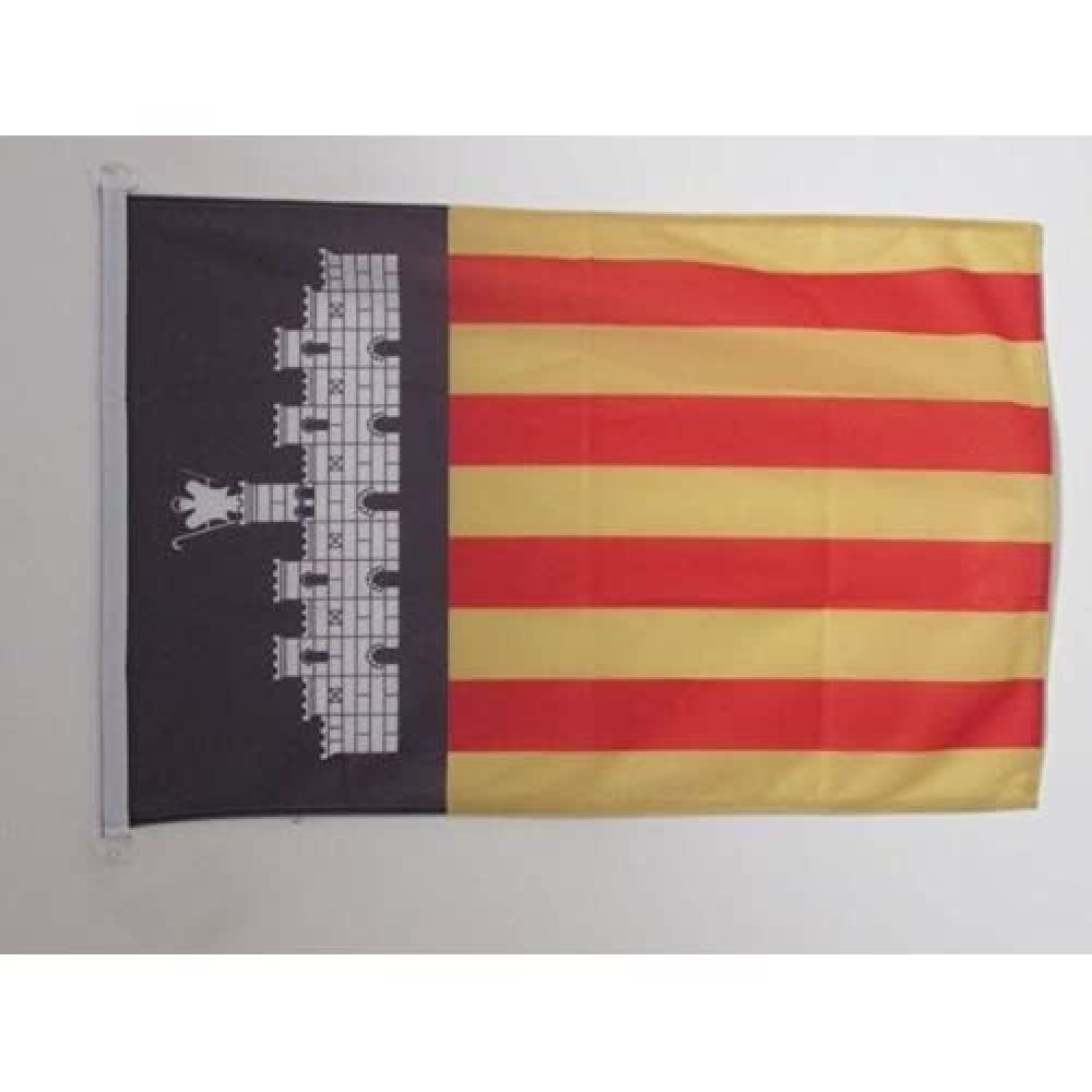 AZ FLAG - Mallorca Flag - 2x3 Ft - For Outdoor - Mallorca City Banner Knitted Polyester with Two Plastic Rings - Fade Resistant - Vivid Colors - 2' x 3' Feet - 90x60 Cm