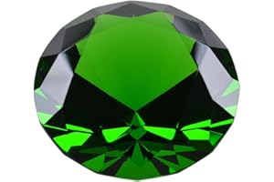 Zoogamo 2” / 60 mm Dark Green Diamond Shaped Glass Crystal Paperweight –Home Office Decor & Wedding Favors Centerpieces Decoration with Gift Box