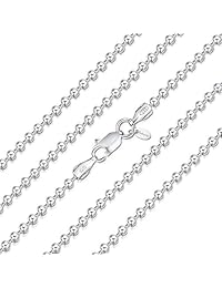 Amberta collar de cadena y bola de plata esterlina 925 2 mm 16" 18" 20" 22" 24" pulgadas
