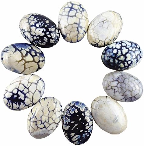 JCGJ Semi Precious Stones,Healing Crystall Oval Onyx Dragon Veins Agate Cab Cabochon for Jewelry Making(25x18x6mm,10pcs)