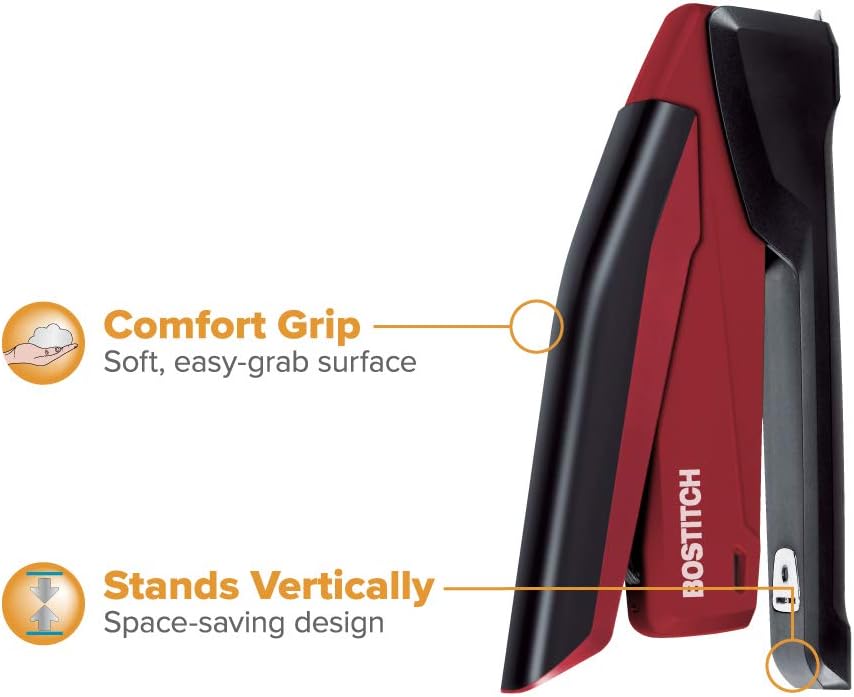 Bostitch InPower Spring-Powered Desktop Stapler, Red (1124) : Desk Staplers : Office Products