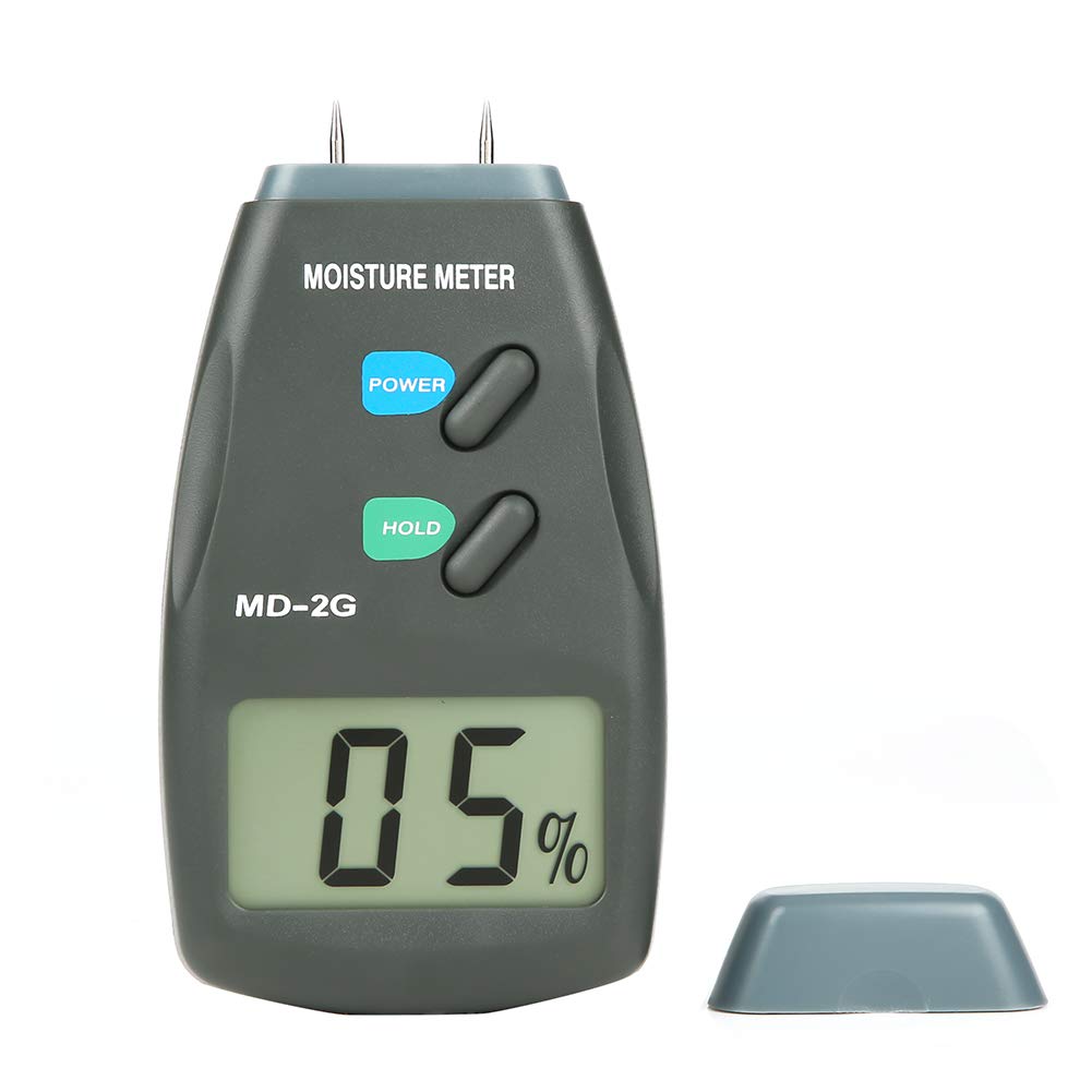 Wood Moisture Tester,MD-2G 2 Pin LCD Display Digital Adjustable Wood Moisture Tester,Moisture Detector,Hygrometer Humidity Tester