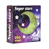 VOCOO Glow in the dark Star Stickers - 3D Glowing Super bright Stars, Perfect for children's bedroom or party decorations /Ceiling Decoration- Includes 200 Stars (Fluorescent color)