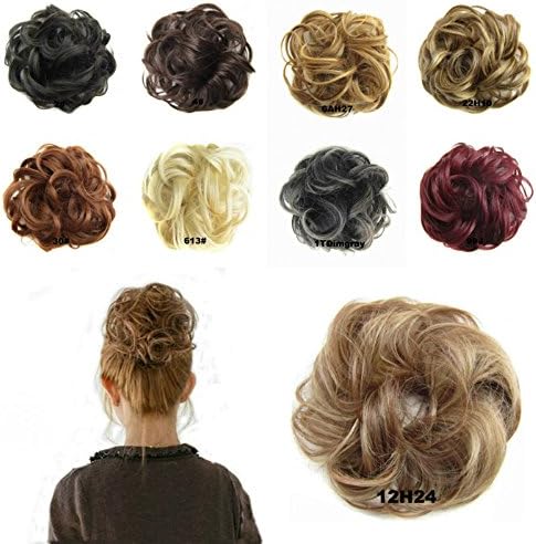 MAYARAYLI Wavy Curly Messy Elastic Hair Bun Extensions Donut Synthetic Hair Chignons Hair Piece Wig Scrunchy Scrunchie Hair Bun Updo Hairpiece Hair Ribbon Ponytail Extensions Hair Extensions