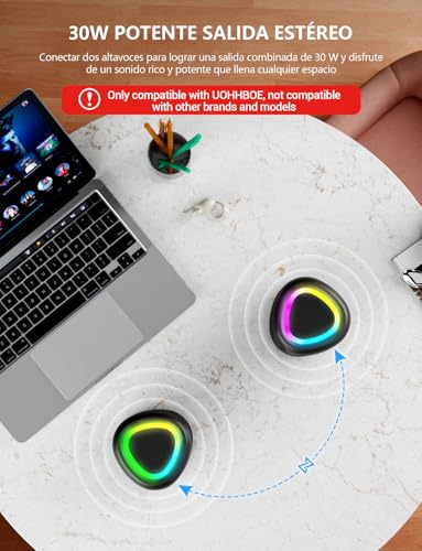 UOHHBOE Bluetooth 5.3 Speaker, Powerful Bluetooth Speaker with RGB Light, Powerful Bass, 15 W Bluetooth Speakers, Waterproof IPX5, TWS/AUX/TF – Ideal for Parties, Beach and Outdoors