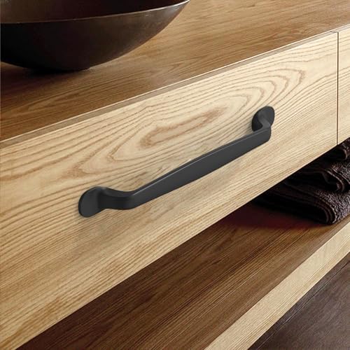 9BUILD 10 Pieces Black Kitchen Handles Hole Distance 160 mm Cabinets Kitchen Handles Furniture EU0053
