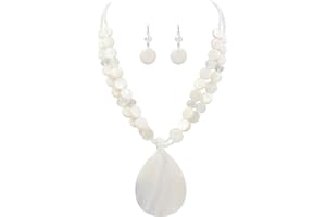 Jules D. Big Teardrop Pendant Necklaces for Women Colorful Beaded Necklaces Statement Set for Holiday.