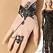 QTMY Black Butterfly Lace Ring Adjustable Bracelet Jewelry Set for Women Girl