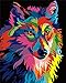 Komking DIY Paint by Numbers for Adults, Paint by Number Kits for Kids Beginner on Canvas Painting, Colorful Wolf 16x20inch