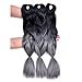 BACANA Ombre Braiding Hair 3 Packs (Black/Dark Grey) Synthetic Jumbo Braiding Hair Extension For Box Braids Hair Crochet Braids Twist 24 Inch