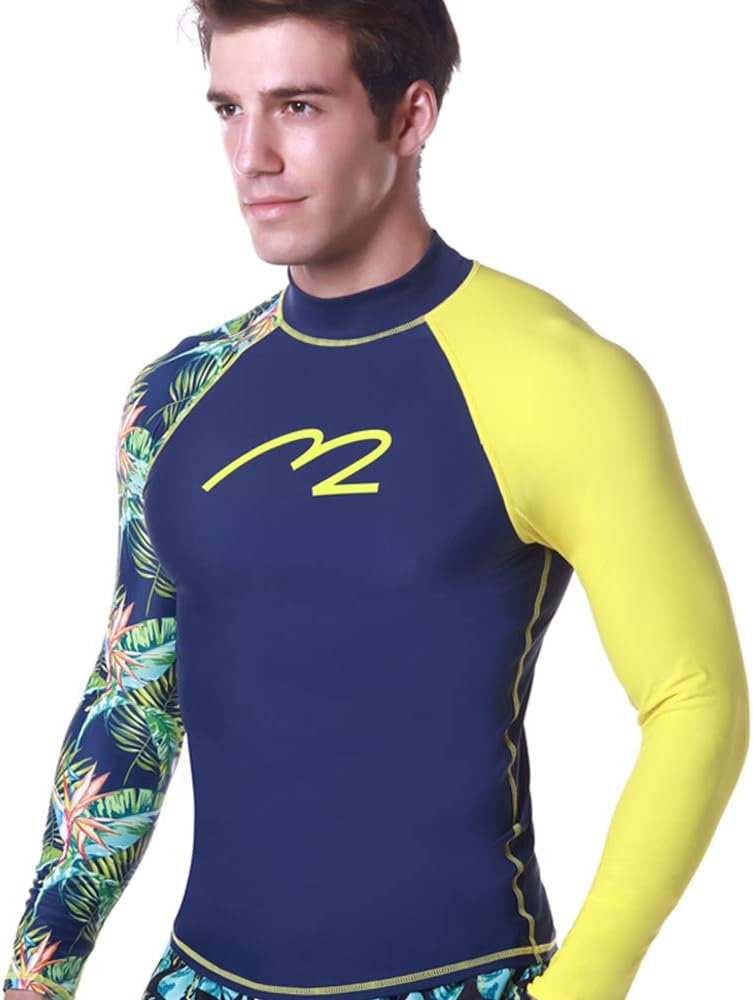 MZ Garment Rash Guard Men UV Sun Protection UPF 50+ Basic Skins Long Sleeve Crew Sun Shirt Surfing Shirt: Clothing
