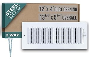 Fits 12x4 Duct Opening 2 Way Steel Air Supply Diffuser by Handua | Register Vent Cover Grille for Sidewall and Ceiling | White | Outer Dimensions: 13.75" X 5.75"