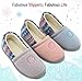 HomeIdeas Women's Velvet Memory Foam House Slippers, Closed Back Indoor / Outdoor Shoes with Colour Stripe,Blue,Medium / 7-8 B(M) US