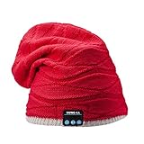 Sung-ll Soft and Warm Hat Wireless Beanie with Bluetooth Smart Cap Speaker Micro Headphone (Grey Red)