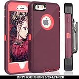 iPhone 6 Case, Fogeek Heavy Duty PC + TPU Combo Protective Defender Case for iPhone 6/6S w/ 360 Degree Rotary Belt Clip & Kickstand(Wine Red)
