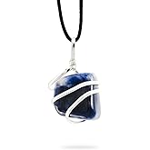AYANA Sodalite Tumbled Pendant Necklace | Genuine Sodalite Stone for Spiritual Growth | Handmade, Ethically Sourced Jewelry | November Birthstone, Sagittarius Zodiac