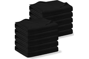 10 Pcs Black Flat Sheets Bulk Twin Size Soft Microfiber Top Flat Bedding Sheets Bulk Easy Care for Home, Salons, Hotels, Hosp
