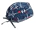 Navy Blue Heart Beat EKG Scrub Cap Doctors Bandana Hat with Adjustable tie