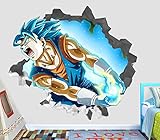 Dragon Ball Z Goku Super Saiyanjin Power Wall Decal Smashed 3D Sticker Vinyl Decor Mural Movie Kids - Broken Wall - 3D Designs - OP597 (Large (Wide 40