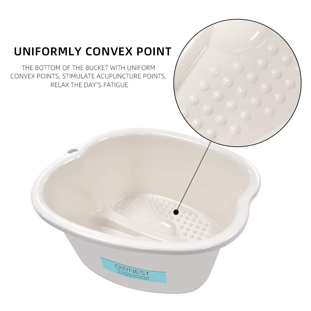 Ownest Foot Bath Spa,Water Spa and Foot Massage, Sturdy Plastic Foot Basin for Soaking Foot,Toe Nails, and Ankles,Pedicure,Portable Foot Tub-White: Kitchen & Dining