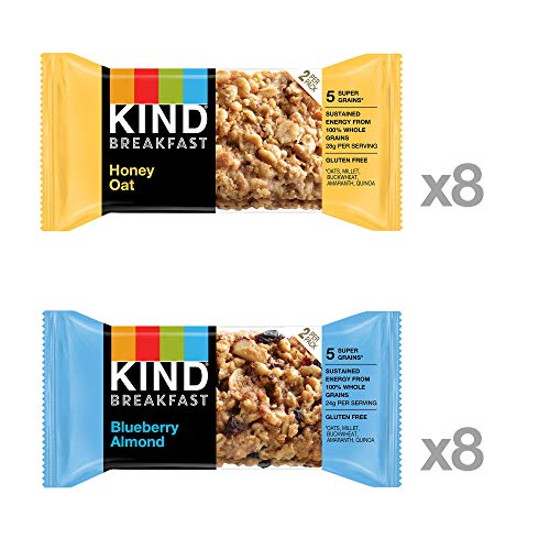 KIND Breakfast Bars Variety Pack, Blueberry Almond & Honey Oat, 1.8oz