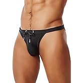 MIZOK Men's Sexy Low Rise Swimsuits Bikini Swimming Briefs Swimwear with Adjustable Drawstring