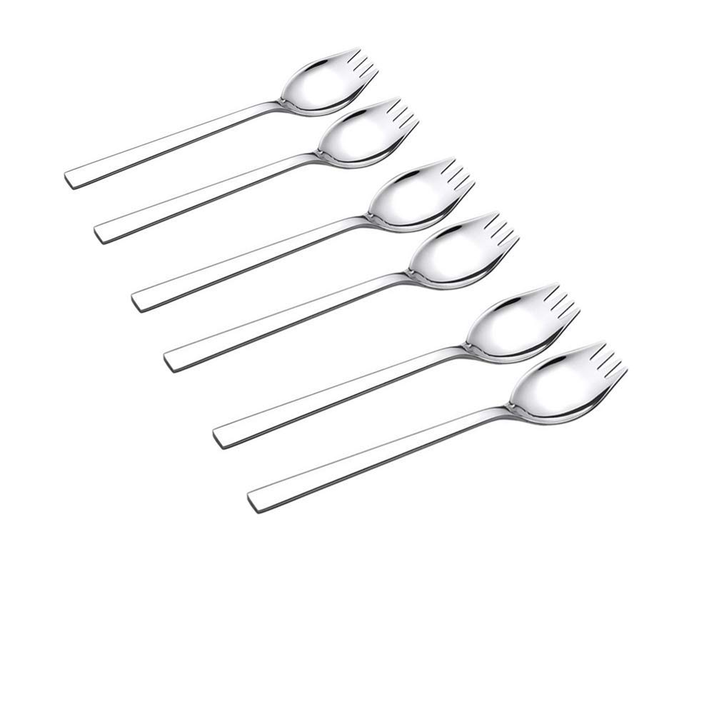 Photo 1 of 6-pack Salad Forks,1 1/2"Wide 18/10 Stainless Steel 8 1/4"Long Handle Spork - 2 In 1 spoon and fork,Spaghetti Salad Forks Fruit Appetizer Dessert set for Everyday Use Dinner Spoons