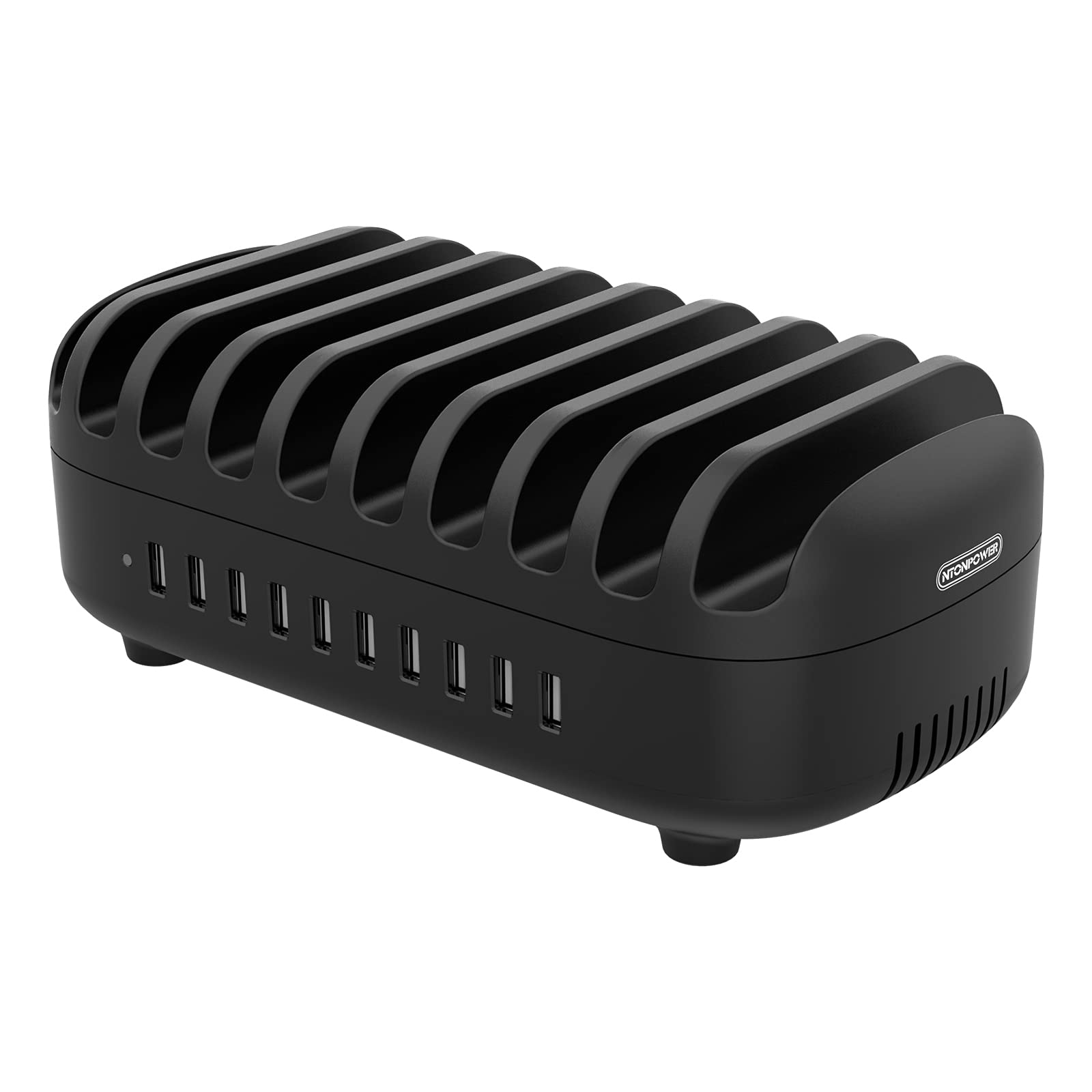NTONPOWER Charging Station for 10 Tablets or Phones 120W Multi USB Charger for Docking Multiple Devices and Organise Desk- Black