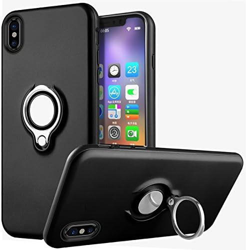iPhone X Case, MOMOTECH Dual Layers Anti-Scratch iPhone X Case Kickstand with Ring Holder Hybrid Shockproof Soft Rubber Bumper Drop Protection Defender Armor Case for Apple iPhone X (2017) - Black