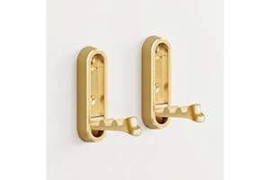 Foldable Wall Hook, Short Style Retractable Coat Hook, Space Saving Folding Hook for Bathroom Entryway, Alloy, Gold, 2 Pack