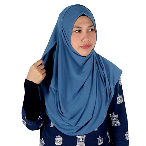 Womens prussian blue moss crepe plain double loop insta…