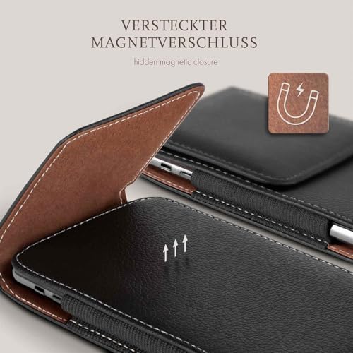 moex Plug Case Compatible with ZTE Blade A5 2020 Belt Clip Holster, Vegan Leather Mobile Phone Case, Mobile Phone Case, Flip Case, Foldable, Black