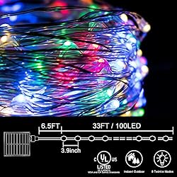 kemooie 2 Packs Solar Christmas Lights, 100 LED