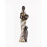 SEEK RARE African Women Figurines Black Women Statue African American Table Art Tall African Statues and Sculptures African Decor for Home Office (Gold)