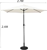 Vivo Technologies 2.7M Garden Parasol Round UV30+ Sun Shade Cream view 7