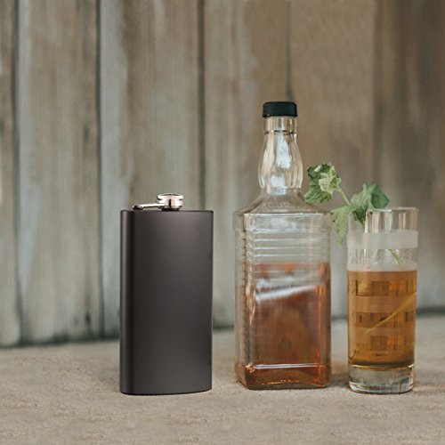 GENNISSY 12oz Whiskey Flasks for Liquor for Men, 304 18/11 Stainless Steel Leakproof with Funnel, with Never-Lose Metal Cap, Hip Flask Gift Sets for Groomsmen, Camping Pocket Metal Flask - Thumbnail 7