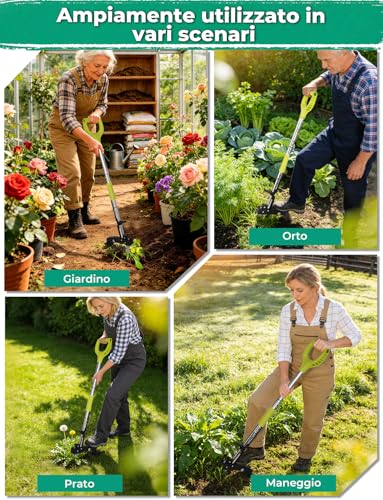 YISSVIC 4 Claw Manual Weed Remover Stainless Steel with Pedal, Telescopic Root Extractor, 108 cm, Non-Slip Adjustable D-Shaped Handle for Garden