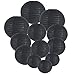 Just Artifacts Decorative Round Chinese Paper Lanterns 12pcs Assorted Sizes (Color: Black)