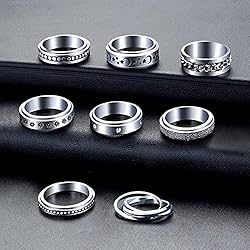 MUCAL Fidget Rings for Anxiety 8pcs Stainless Steel